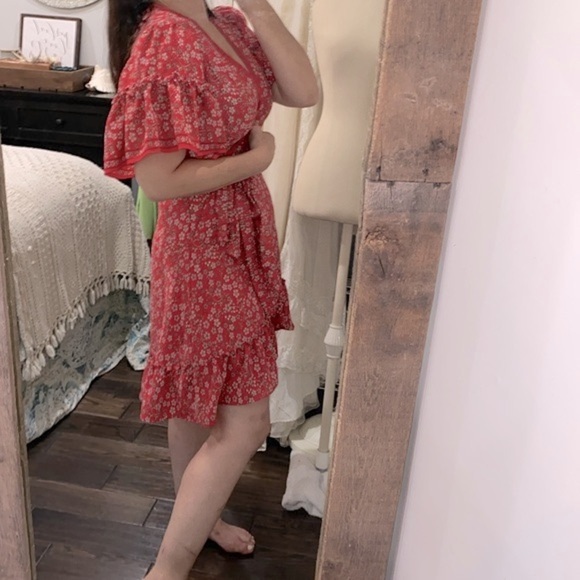 Max Studio red floral boho flirty dress size small - Picture 1 of 9